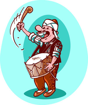 ramazan davulcusu karikat&uuml;r tarzı illustrasyon