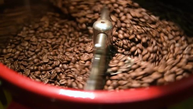 roaster for roasting coffee. Roasting machine in the coffee house