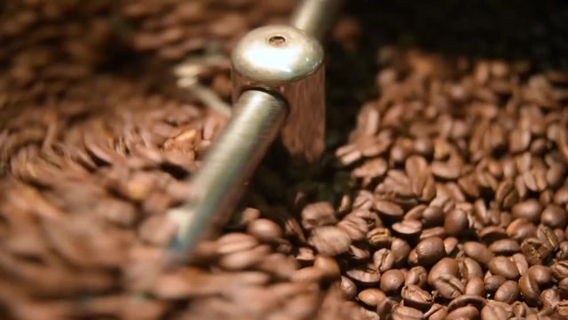 roaster for roasting coffee. Roasting machine in the coffee house