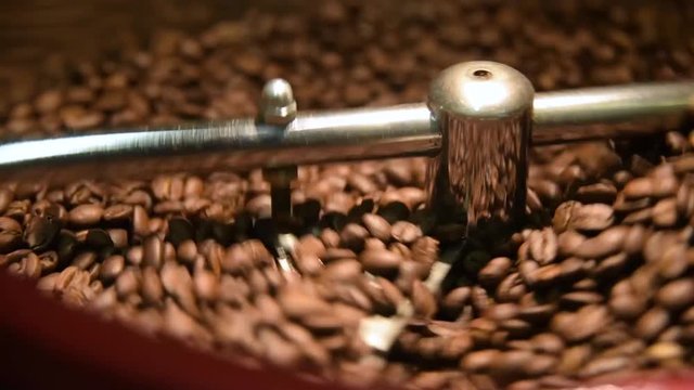 roaster for roasting coffee. Roasting machine in the coffee house