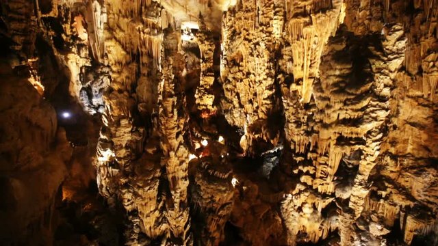 Interior view of Grotte des Demoiselles, large cave in Herault valley of southern France
