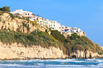 Italy, Foggia, Apulia, SE Italy, Gargano National Park,  Vieste. Old town of Vieste cityscape.