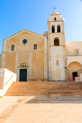 Fototapeta na wymiar Italy, Foggia, Apulia, SE Italy, Gargano National Park,Vieste. Gargano peninsula, Medieval facade of St. Francis church.