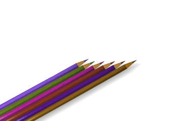 Set of color pencils on white background, isolated