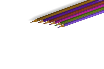 Set of color pencils on white background, isolated