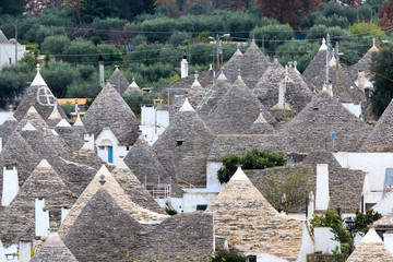 Italy, SE Italy, Region of Apulia, Province of Bari, Itria Valley,  Alberobello. A trullo house is...