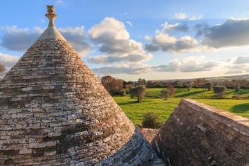 Italy, SE Italy, Region of Apulia, Province of Bari, Itria Valley,  Alberobello. A trullo house is...
