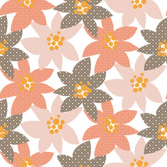Botanical abstract garden shaded seamless vector pattern.