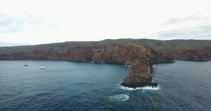 Aerial views of Cabo Pierce, in isla Socorro, Revillagigedo Archipelago. Mexican Pacific.
