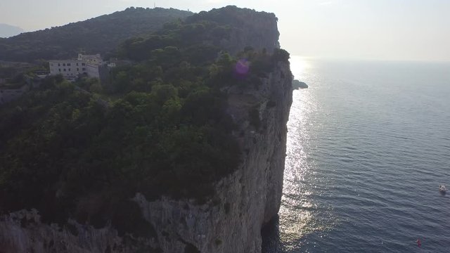 Aerial, limestone cliffs in Gaeta