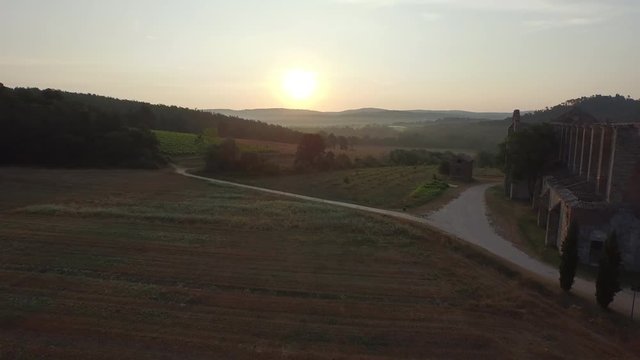 Rural building in Tuscany, aerial
