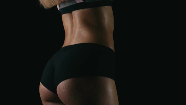 Young fitness blond woman, slow motion