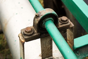 Close up old iron joints in industry site