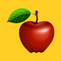A Red Apple on Yellow Background