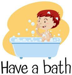 Naklejka premium A Boy Taking a Bath