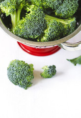 Fresh broccoli on wooden background