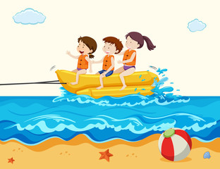 Holiday Kids Riding Banana Boat