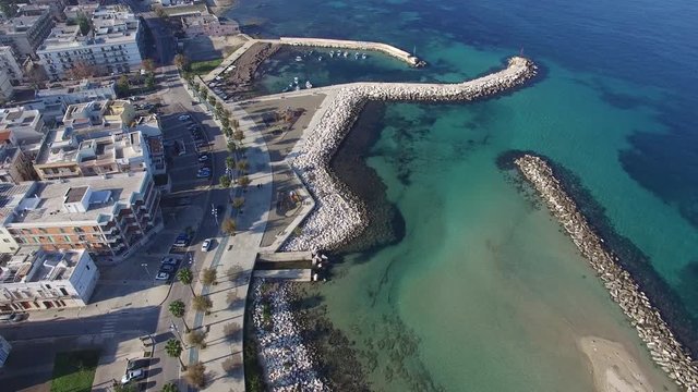 Scenic coastal of Mola Di Bari, aerial