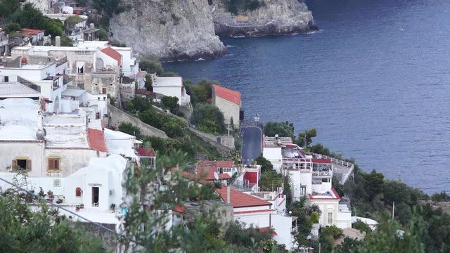 Cliffside village in Praiano, wide