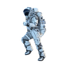 Astronaut on white. Mixed media