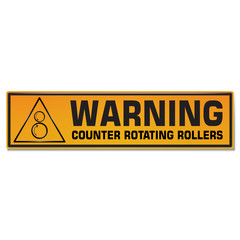 Vector and illustration graphic style,Counter Rotating Rollers symbol,Yellow rectangle Warning Dangerous icon on white background,Attracting attention Security First sign,Idea for presentation EPS10.