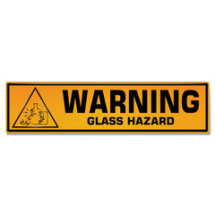 Vector and illustration graphic style,Glass Hazard Symbol,Yellow rectangle Warning Dangerous icon on white background,Attracting attention Security First sign,Idea for presentation EPS10.
