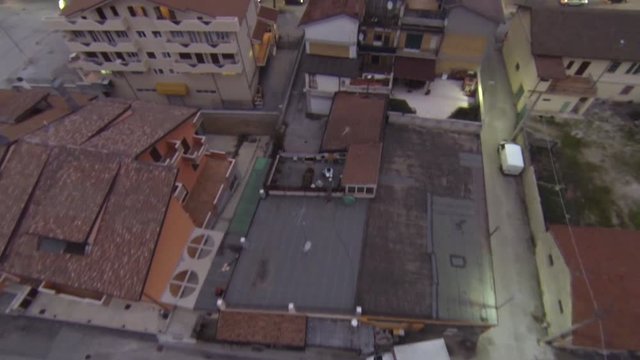 City of Avezzano at dusk, tilt up aerial