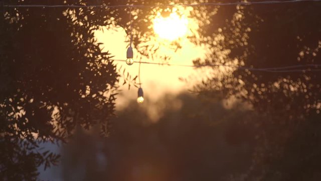 Sunset over porch lights