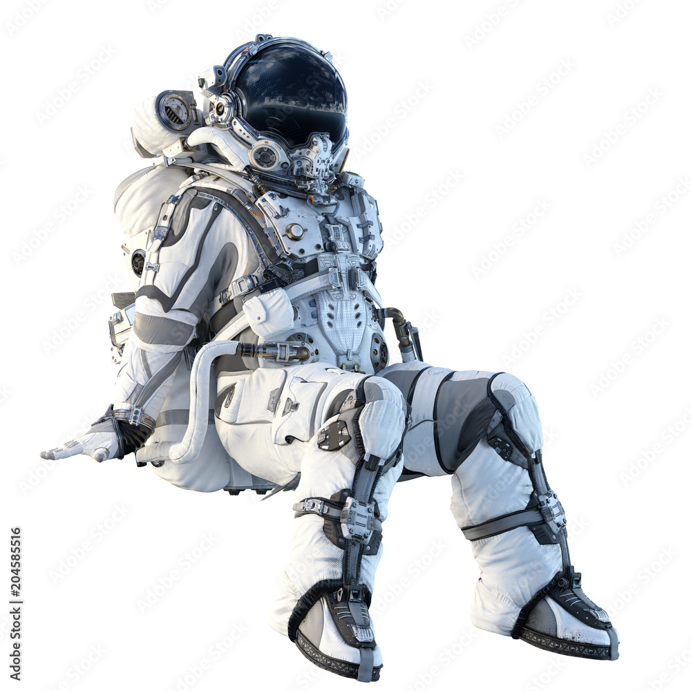 Wall mural astronaut on white. mixed media