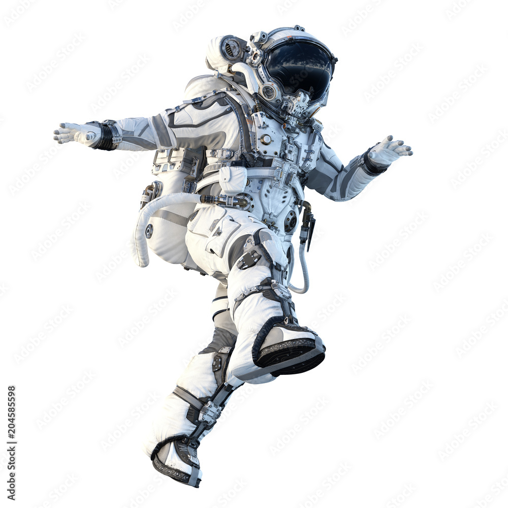 Wall mural astronaut on white. mixed media