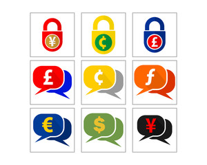 finance currency business economic economy image vector icon logo symbol set