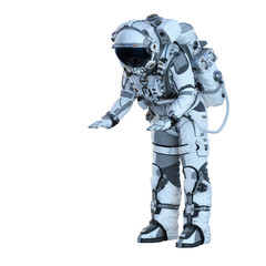 Astronaut on white. Mixed media