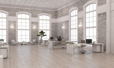 Elegant office interior. Mixed media