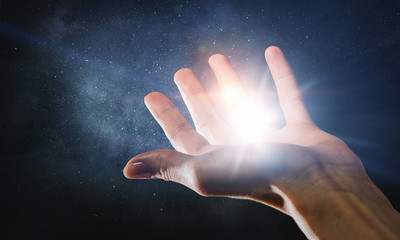 Glowing with light of energy