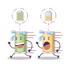 two smartphones friends comic character vector illustration design