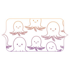banner with cute octopus pattern over white background, vector illustration