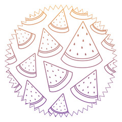 seal stamp with watermelon pattern over white background, vector illustration