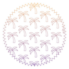 Fototapeta na wymiar seal stamp with tropical palms pattern over white background, vector illustration