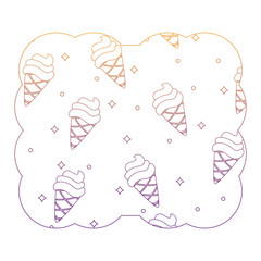 decorative frame with ice cream cones pattern over white background, colorful design. vector illustration