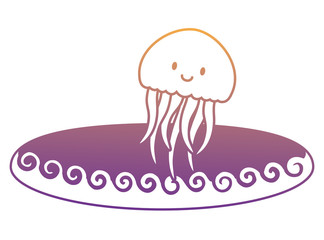 cute jellyfish icon over white background, colorful design. vector illustration