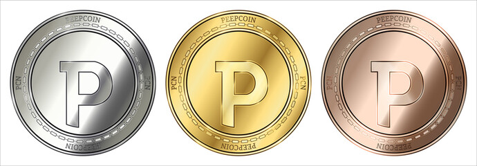 PeepCoin (PCN) coin set. - obrazy, fototapety, plakaty