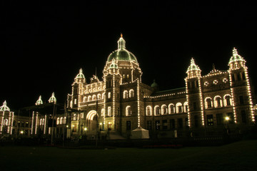 Fototapeta na wymiar Parliament Buildings by Night , Victoria, BC, Canada