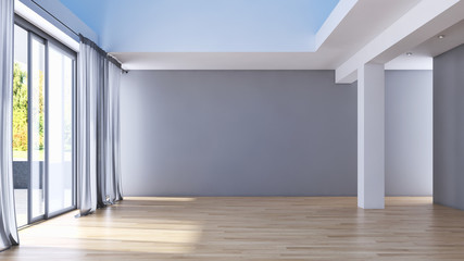 Modern bright interiors apartment with mockup poster frame 3D rendering