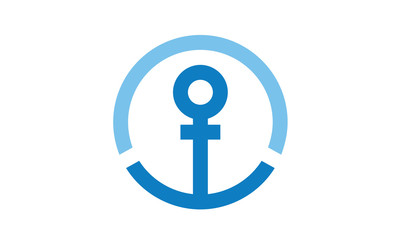 Woman Gender Anchor Circle sign logo design inspiration