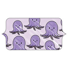 banner with cute octopus pattern over white background, vector illustration