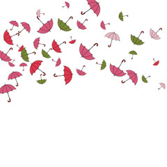 Pretty summer background with umbrellas. Umbrellas In Cartoon Free Style. Pattern Art Illustration Vector