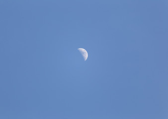 Half Moon in Blue Daytime Sky