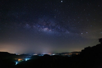 The Milky way and stars in the night sky.