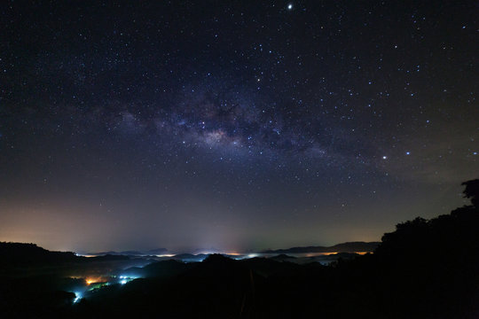 The Milky way and stars in the night sky.
