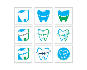 dent dental dentist clinic care image vector icon logo set